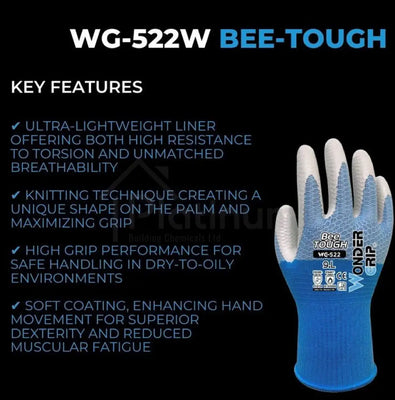 Wonder Grip WG-522 BEE-TOUGH - General Purpose Gloves (Nitrile Palm)