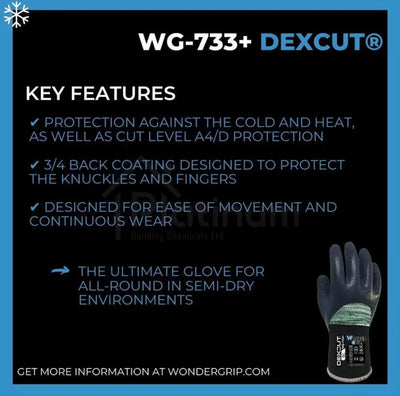 Wonder Grip WG-733+ DEXCUT® - Cut Resistant Gloves (Latex Palm) - ISO Cut Level D