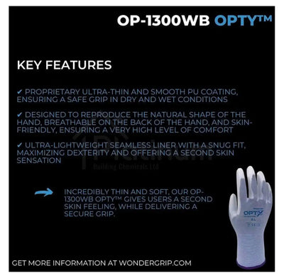 Wonder Grip OP-1300G OPTY™ - General Purpose Gloves (PU Palm)