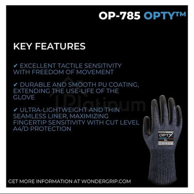 Wonder Grip OP-785 OPTY™ - Cut Resistant Gloves (PU Palm) - ISO Cut Level D