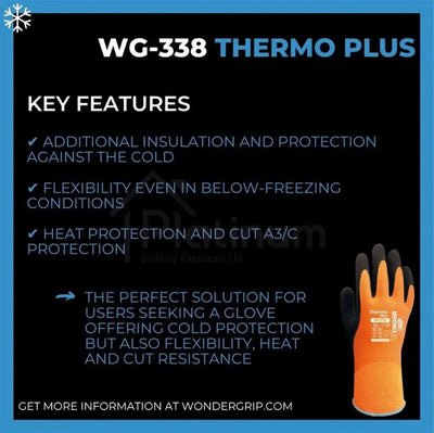 Wonder Grip WG-338 THERMO PLUS - Thermal & Water Resistant Gloves (Latex Palm)