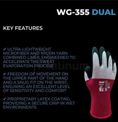 Wonder Grip WG-355 DUAL - General Purpose Gloves (Latex Palm)