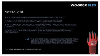 Wonder Grip WG-500B FLEX - Oil & Wet Resistant Gloves (Nitrile Palm)