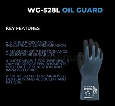 Wonder Grip WG-528L OIL GUARD - Oil Resistant Gloves (Nitrile Palm)
