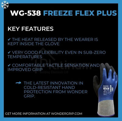 Wonder Grip WG-538 FREEZE FLEX PLUS - Cold Resistant Thermal Gloves (Nitrile Palm)