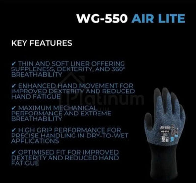 Wonder Grip WG-550 AIR LITE - General Purpose Gloves (Nitrile Palm)