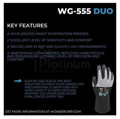 Wonder Grip WG-555 DUO - General Purpose Gloves (Nitrile Palm)